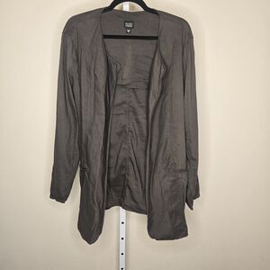 Eileen Fisher Women's XL Lagenlook Brown Open Front Linen Blend Jacket